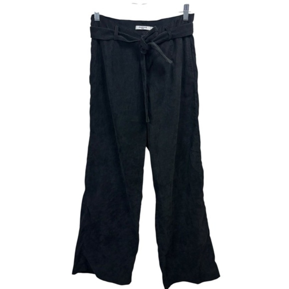 Sweewe Paris Black Corduroy Pants Womens Sz M Wide Leg Tie Waist Soft Retro Y2K - Picture 2 of 7